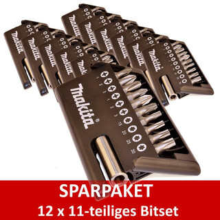 12 x Makita Bit-Sortiment 11-teilig inkl. Magnet-Bithalter als Sparpaket