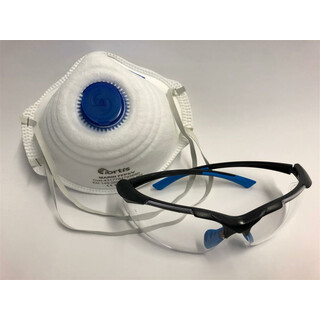 HSI Atemschutz und Augenschutz-Set, Schutzbrille, Atemschutzmaske FFP2/V