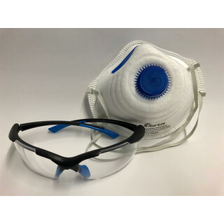 HSI Atemschutz und Augenschutz-Set, Schutzbrille, Atemschutzmaske FFP2/V