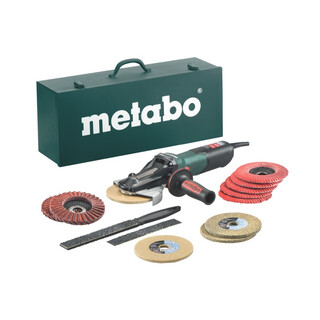 Metabo Flachkopf-Winkelschleifer WEVF 10-125 Quick Inox Set (613080500); Stahlblech-Tragkasten