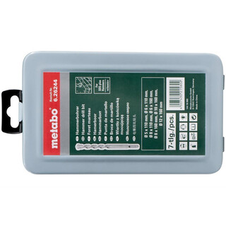 Metabo SDS-plus Classic-Bohrersatz 7-teilig in Metallkassette  5, 6, 8 mm, L=110 mm /  6, 8, 10, 12 mm L=160 (626244000)